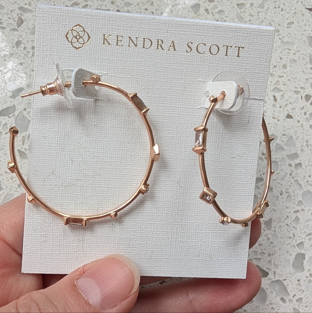 Kendra Scott Rhoan Rose Gold Hoop Earrings - Picture 2 of 5